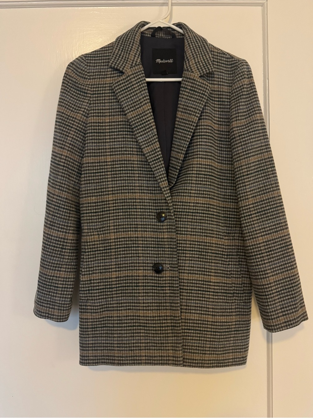 Madewell Houndstooth Blazer in Gray and Tan